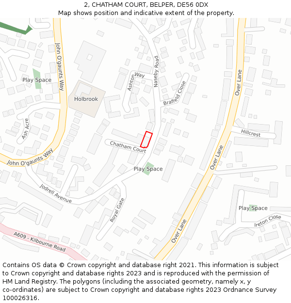 2, CHATHAM COURT, BELPER, DE56 0DX: Location map and indicative extent of plot