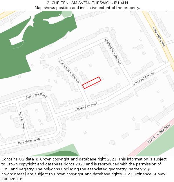 2, CHELTENHAM AVENUE, IPSWICH, IP1 4LN: Location map and indicative extent of plot