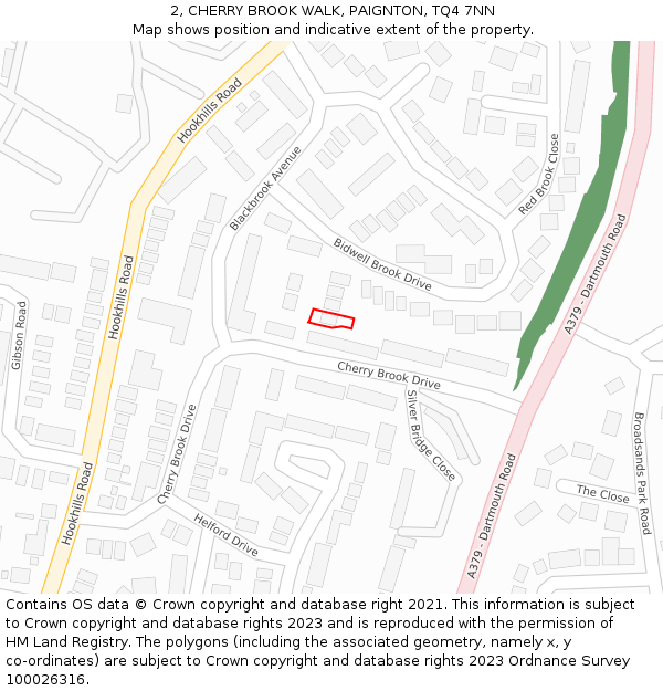 2, CHERRY BROOK WALK, PAIGNTON, TQ4 7NN: Location map and indicative extent of plot