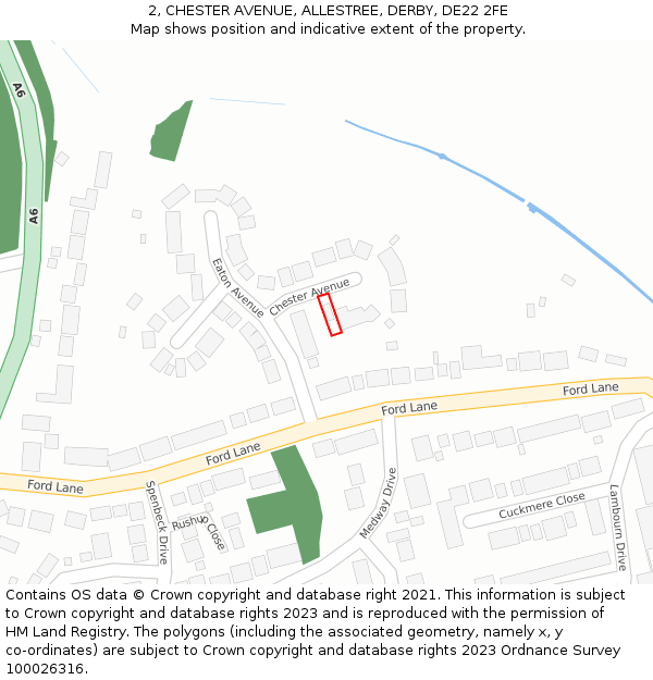 2, CHESTER AVENUE, ALLESTREE, DERBY, DE22 2FE: Location map and indicative extent of plot