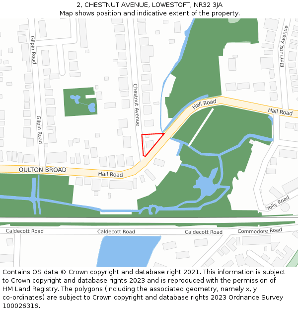 2, CHESTNUT AVENUE, LOWESTOFT, NR32 3JA: Location map and indicative extent of plot