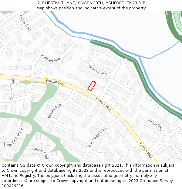 2, CHESTNUT LANE, KINGSNORTH, ASHFORD, TN23 3LR: Location map and indicative extent of plot