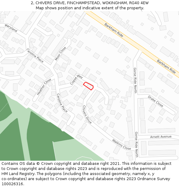 2, CHIVERS DRIVE, FINCHAMPSTEAD, WOKINGHAM, RG40 4EW: Location map and indicative extent of plot