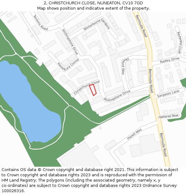 2, CHRISTCHURCH CLOSE, NUNEATON, CV10 7GD: Location map and indicative extent of plot