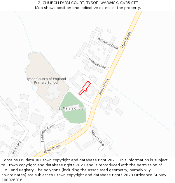 2, CHURCH FARM COURT, TYSOE, WARWICK, CV35 0TE: Location map and indicative extent of plot