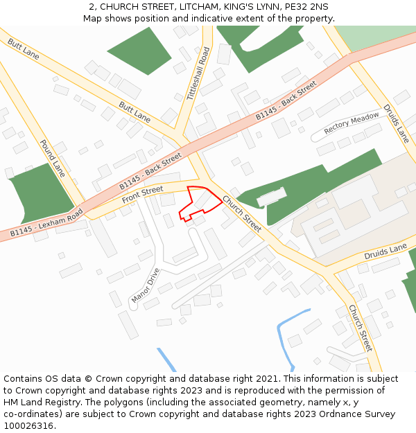 2, CHURCH STREET, LITCHAM, KING'S LYNN, PE32 2NS: Location map and indicative extent of plot