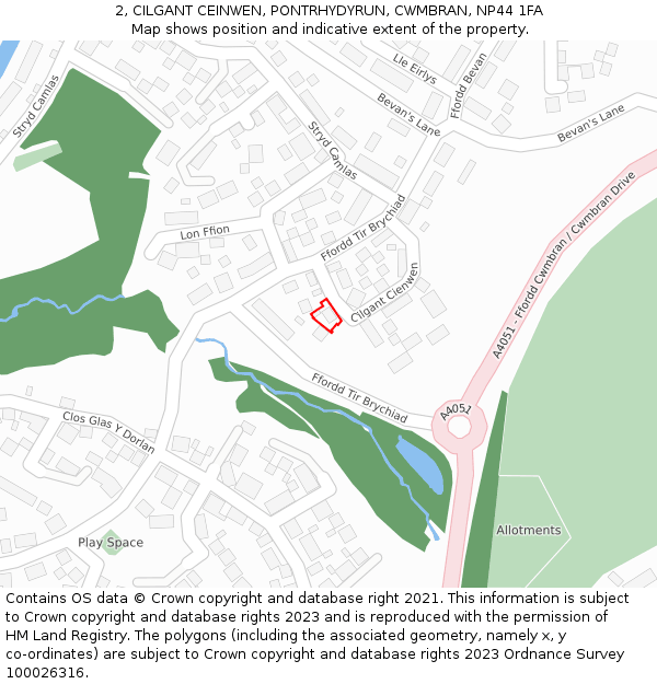 2, CILGANT CEINWEN, PONTRHYDYRUN, CWMBRAN, NP44 1FA: Location map and indicative extent of plot