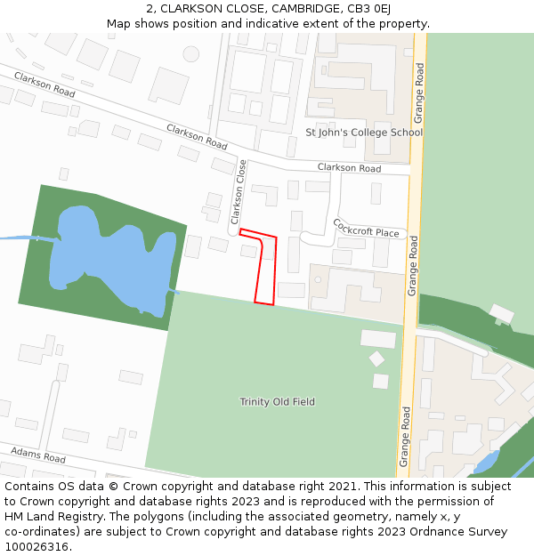 2, CLARKSON CLOSE, CAMBRIDGE, CB3 0EJ: Location map and indicative extent of plot
