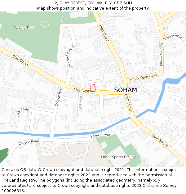 2, CLAY STREET, SOHAM, ELY, CB7 5HH: Location map and indicative extent of plot