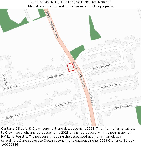 2, CLEVE AVENUE, BEESTON, NOTTINGHAM, NG9 6JH: Location map and indicative extent of plot