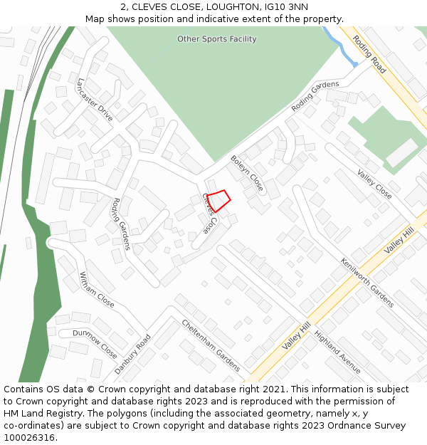 2, CLEVES CLOSE, LOUGHTON, IG10 3NN: Location map and indicative extent of plot