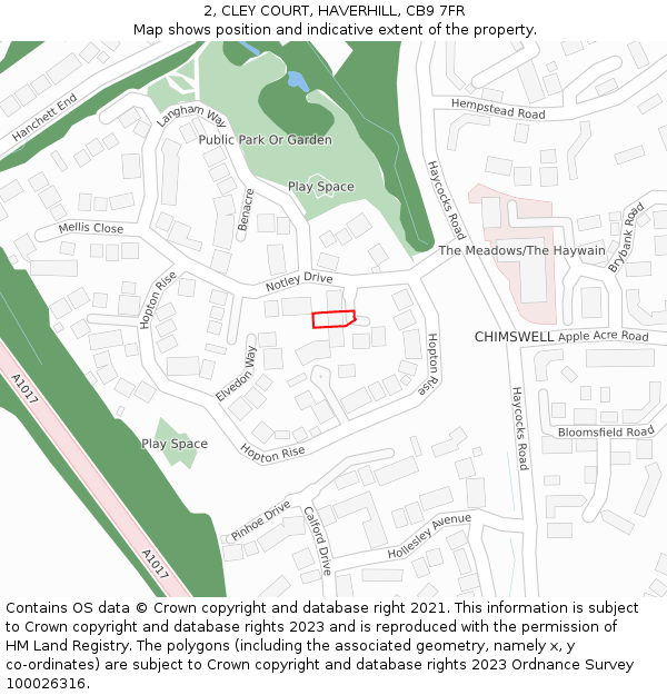 2, CLEY COURT, HAVERHILL, CB9 7FR: Location map and indicative extent of plot