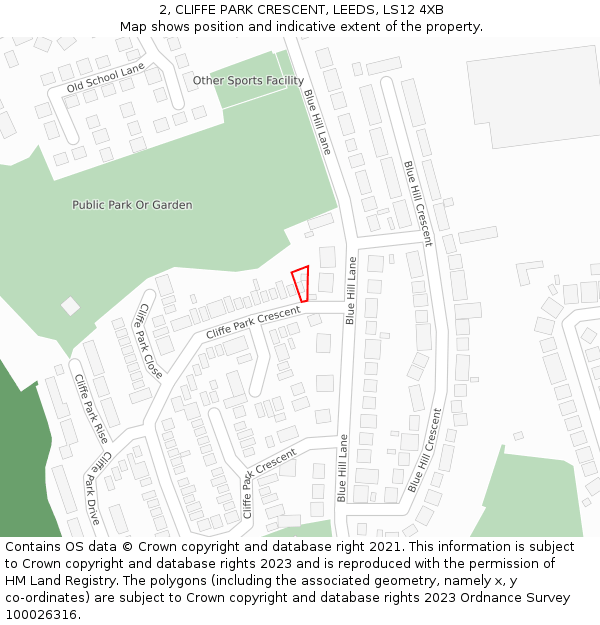 2, CLIFFE PARK CRESCENT, LEEDS, LS12 4XB: Location map and indicative extent of plot