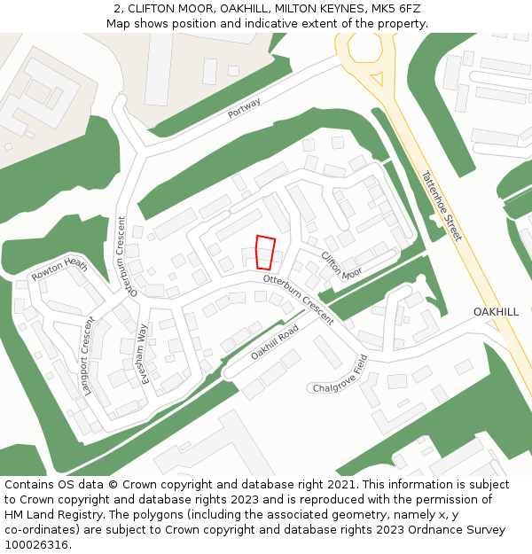 2, CLIFTON MOOR, OAKHILL, MILTON KEYNES, MK5 6FZ: Location map and indicative extent of plot