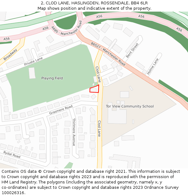 2, CLOD LANE, HASLINGDEN, ROSSENDALE, BB4 6LR: Location map and indicative extent of plot