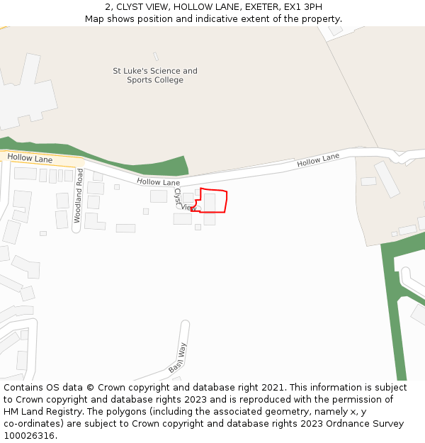 2, CLYST VIEW, HOLLOW LANE, EXETER, EX1 3PH: Location map and indicative extent of plot
