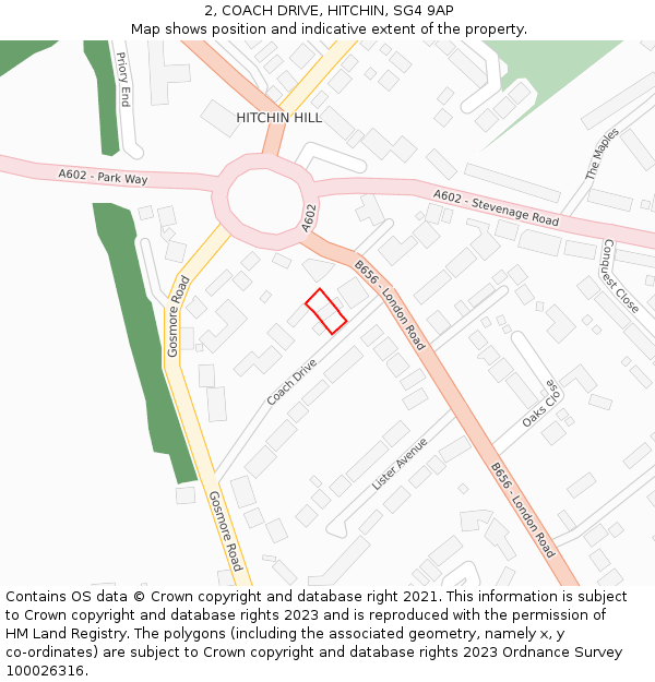 2, COACH DRIVE, HITCHIN, SG4 9AP: Location map and indicative extent of plot