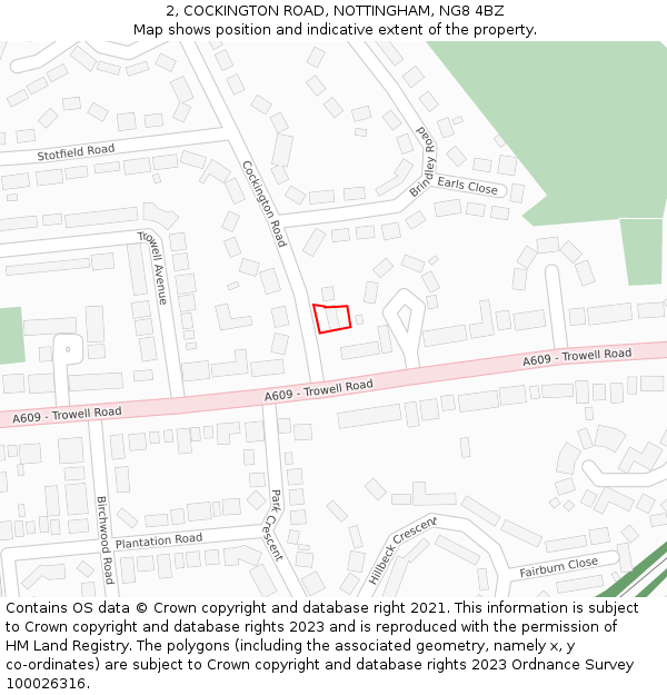 2, COCKINGTON ROAD, NOTTINGHAM, NG8 4BZ: Location map and indicative extent of plot