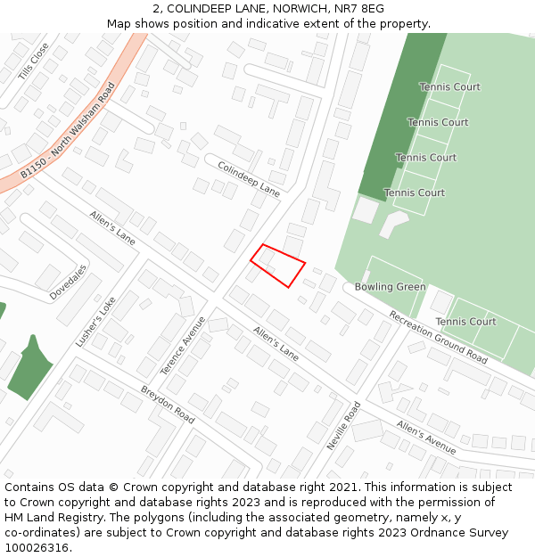 2, COLINDEEP LANE, NORWICH, NR7 8EG: Location map and indicative extent of plot