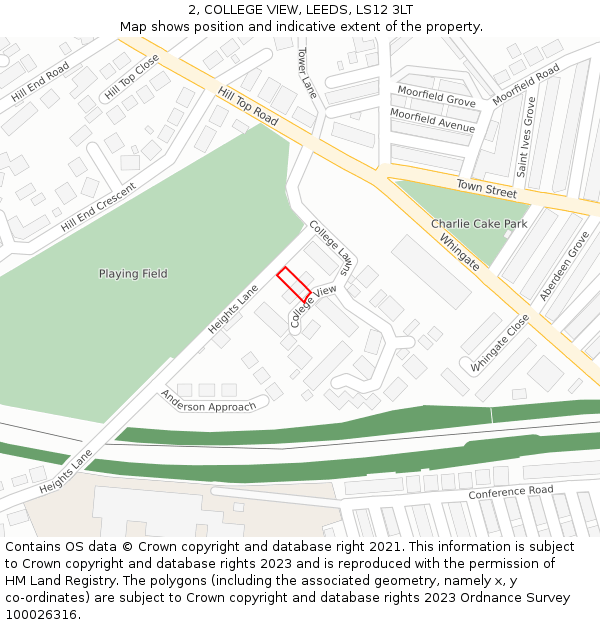 2, COLLEGE VIEW, LEEDS, LS12 3LT: Location map and indicative extent of plot