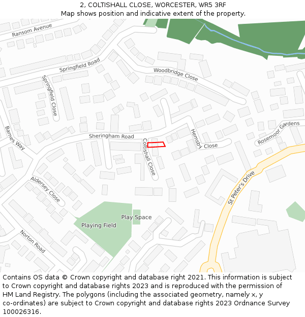 2, COLTISHALL CLOSE, WORCESTER, WR5 3RF: Location map and indicative extent of plot