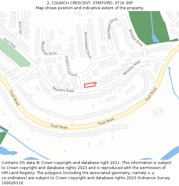2, COLWICH CRESCENT, STAFFORD, ST16 3XP: Location map and indicative extent of plot