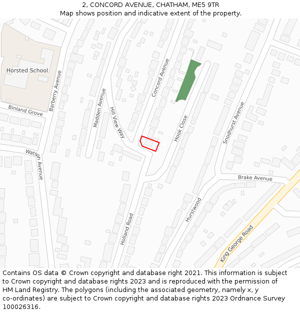 2, CONCORD AVENUE, CHATHAM, ME5 9TR: Location map and indicative extent of plot