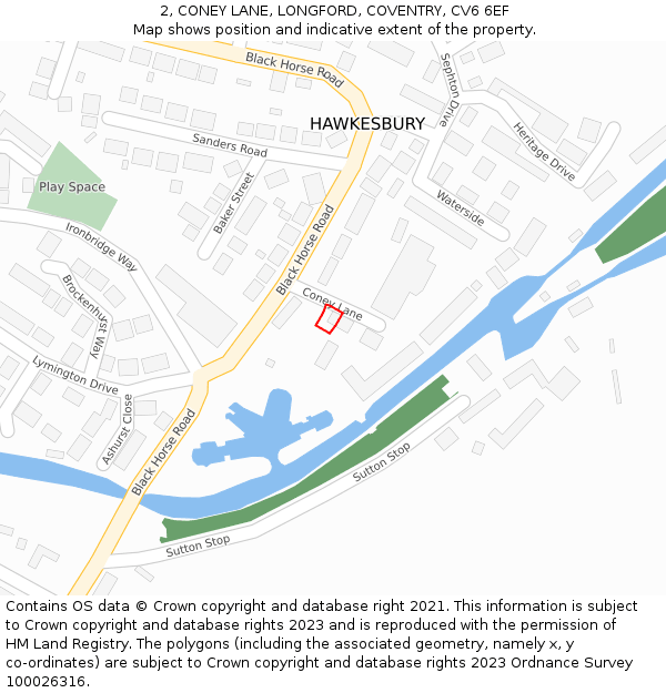 2, CONEY LANE, LONGFORD, COVENTRY, CV6 6EF: Location map and indicative extent of plot