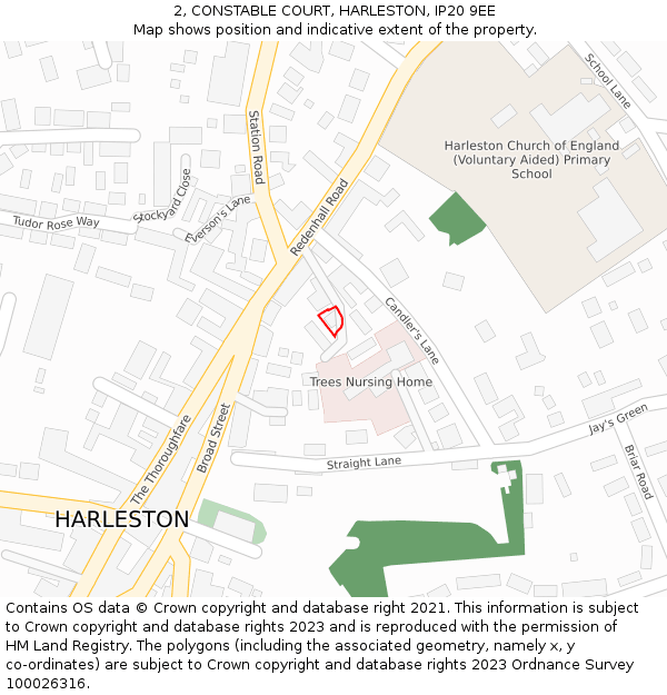2, CONSTABLE COURT, HARLESTON, IP20 9EE: Location map and indicative extent of plot