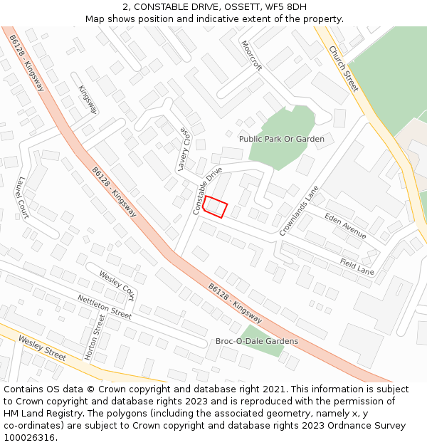 2, CONSTABLE DRIVE, OSSETT, WF5 8DH: Location map and indicative extent of plot