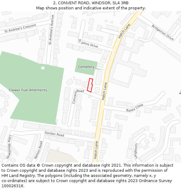 2, CONVENT ROAD, WINDSOR, SL4 3RB: Location map and indicative extent of plot