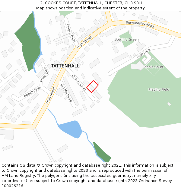 2, COOKES COURT, TATTENHALL, CHESTER, CH3 9RH: Location map and indicative extent of plot