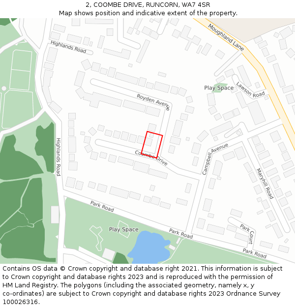 2, COOMBE DRIVE, RUNCORN, WA7 4SR: Location map and indicative extent of plot