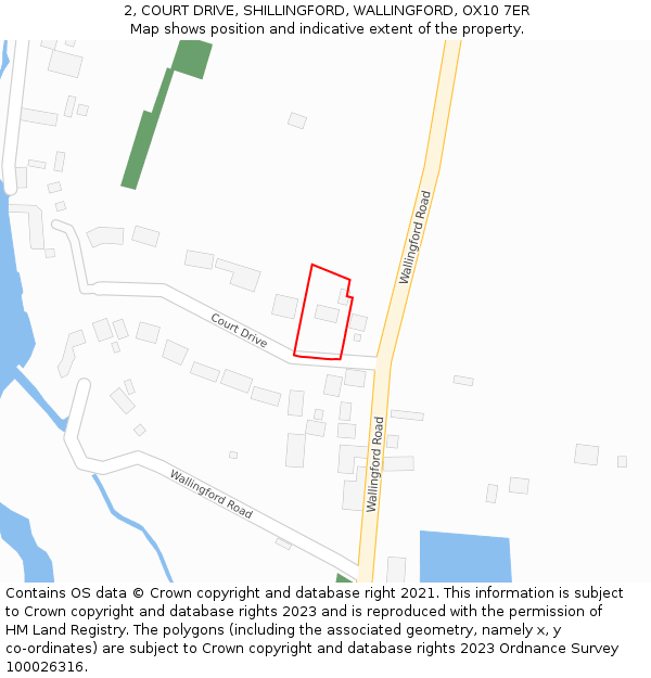2, COURT DRIVE, SHILLINGFORD, WALLINGFORD, OX10 7ER: Location map and indicative extent of plot