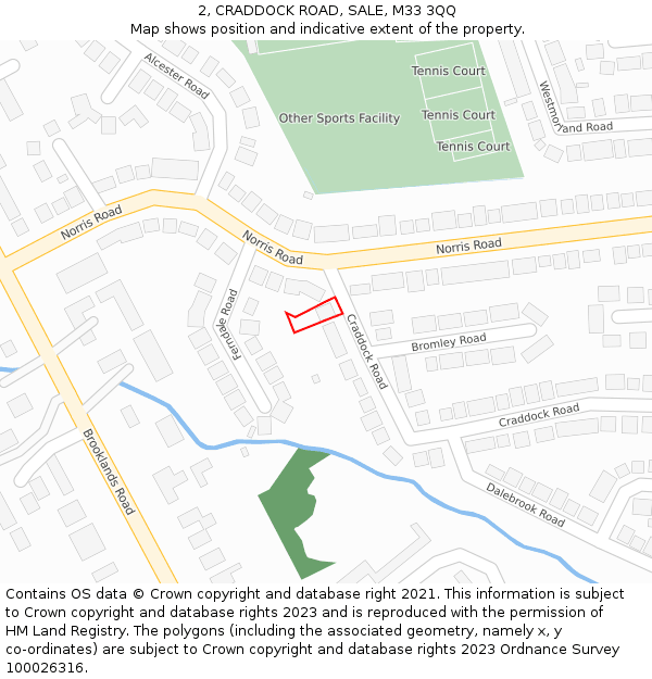 2, CRADDOCK ROAD, SALE, M33 3QQ: Location map and indicative extent of plot