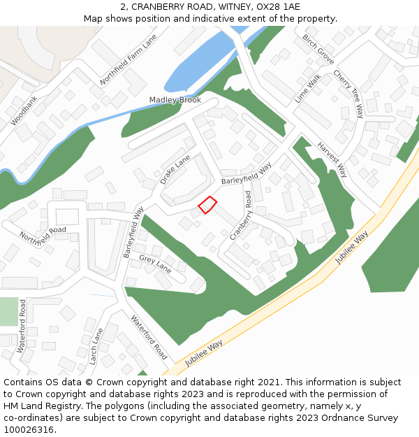 2, CRANBERRY ROAD, WITNEY, OX28 1AE: Location map and indicative extent of plot