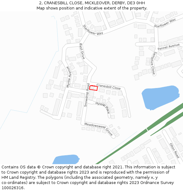 2, CRANESBILL CLOSE, MICKLEOVER, DERBY, DE3 0HH: Location map and indicative extent of plot