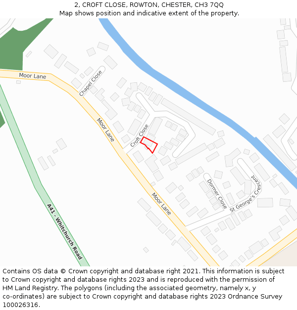 2, CROFT CLOSE, ROWTON, CHESTER, CH3 7QQ: Location map and indicative extent of plot
