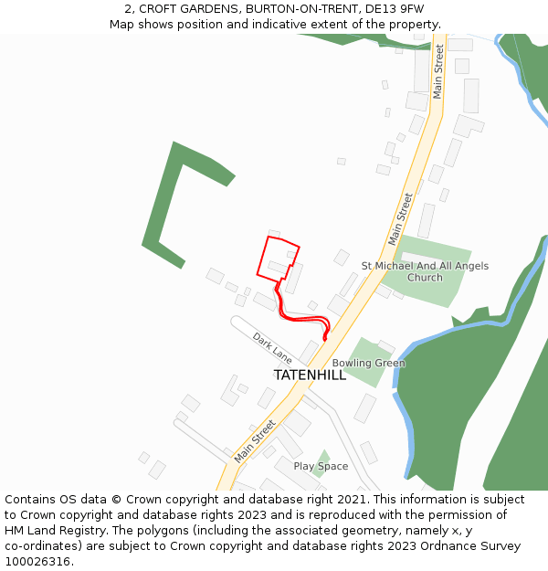 2, CROFT GARDENS, BURTON-ON-TRENT, DE13 9FW: Location map and indicative extent of plot
