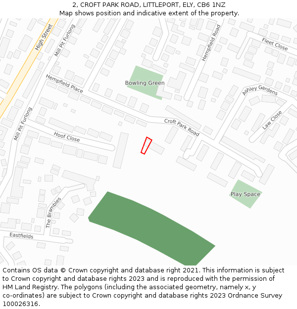 2, CROFT PARK ROAD, LITTLEPORT, ELY, CB6 1NZ: Location map and indicative extent of plot