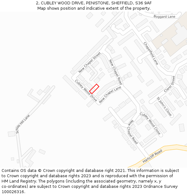2, CUBLEY WOOD DRIVE, PENISTONE, SHEFFIELD, S36 9AF: Location map and indicative extent of plot