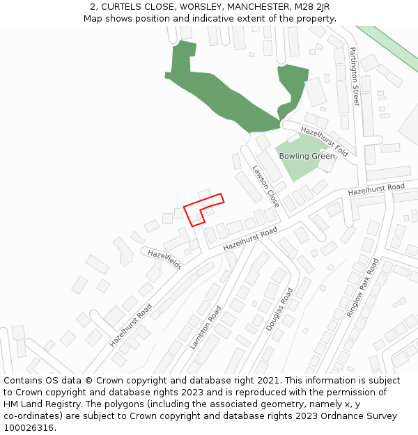 2, CURTELS CLOSE, WORSLEY, MANCHESTER, M28 2JR: Location map and indicative extent of plot