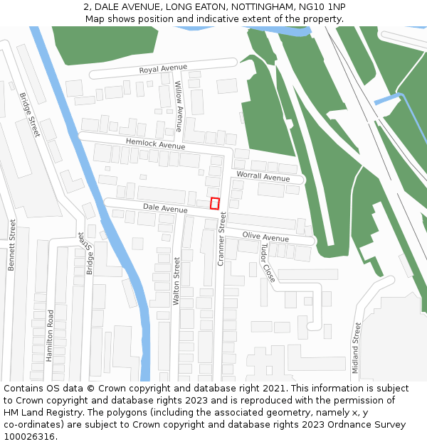 2, DALE AVENUE, LONG EATON, NOTTINGHAM, NG10 1NP: Location map and indicative extent of plot