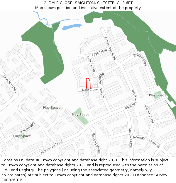 2, DALE CLOSE, SAIGHTON, CHESTER, CH3 6ET: Location map and indicative extent of plot