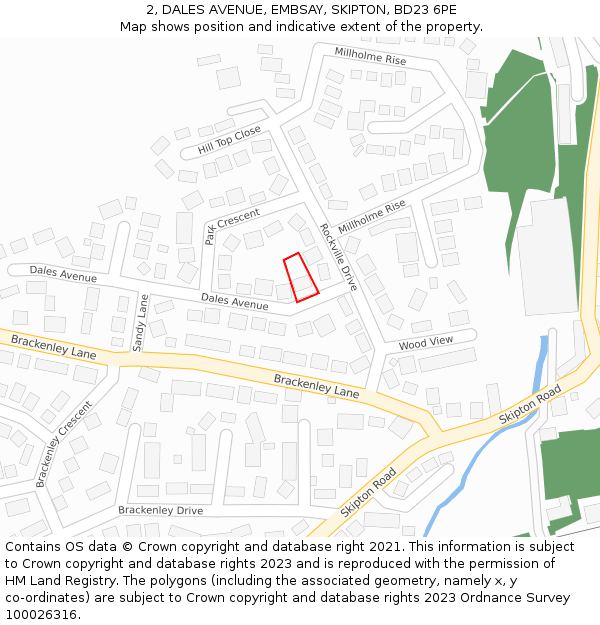 2, DALES AVENUE, EMBSAY, SKIPTON, BD23 6PE: Location map and indicative extent of plot