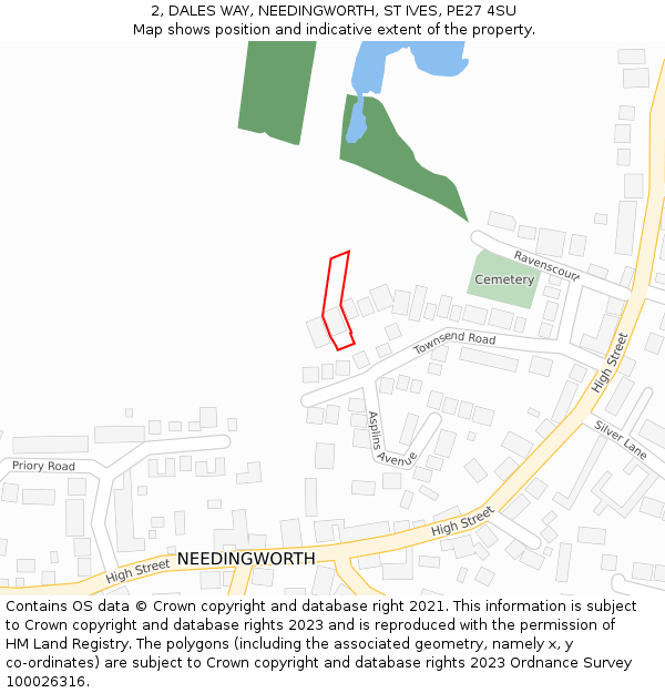 2, DALES WAY, NEEDINGWORTH, ST IVES, PE27 4SU: Location map and indicative extent of plot