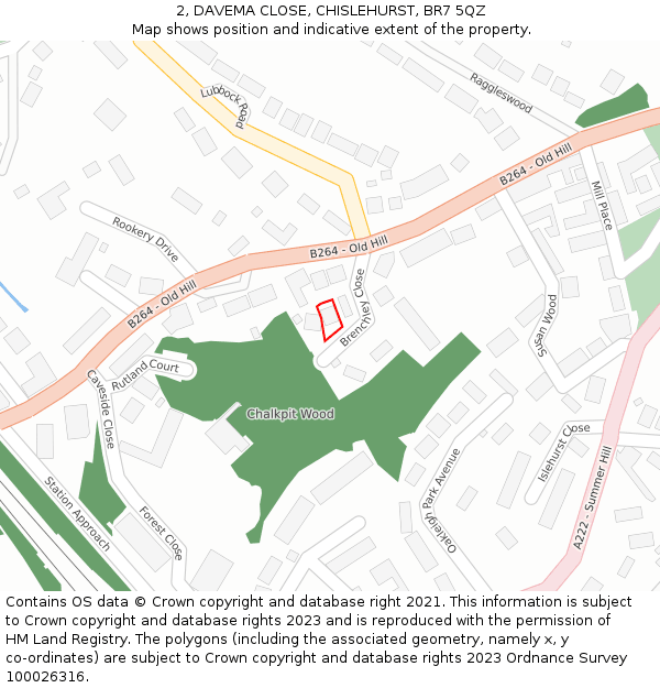 2, DAVEMA CLOSE, CHISLEHURST, BR7 5QZ: Location map and indicative extent of plot