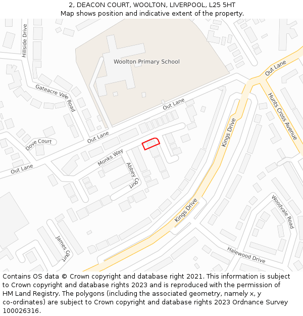 2, DEACON COURT, WOOLTON, LIVERPOOL, L25 5HT: Location map and indicative extent of plot