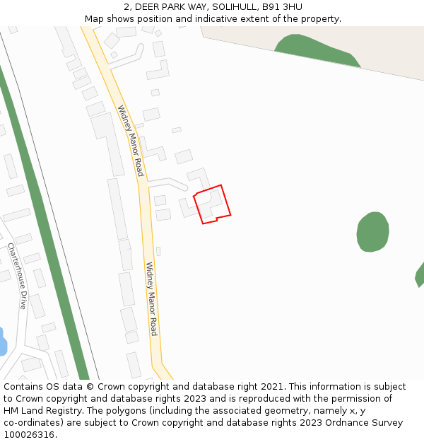 2, DEER PARK WAY, SOLIHULL, B91 3HU: Location map and indicative extent of plot
