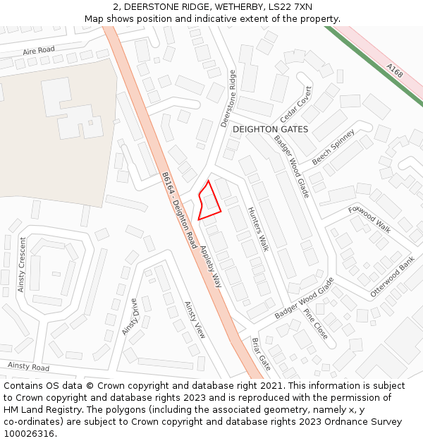 2, DEERSTONE RIDGE, WETHERBY, LS22 7XN: Location map and indicative extent of plot